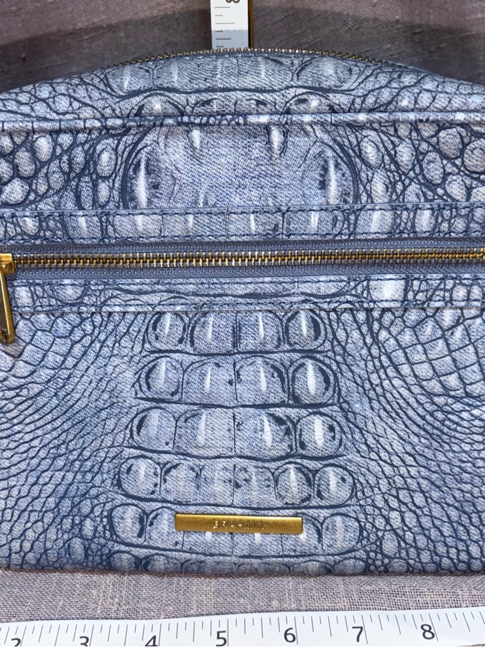 Brahmin Denim blue Croc-Embossed Leather Clutch